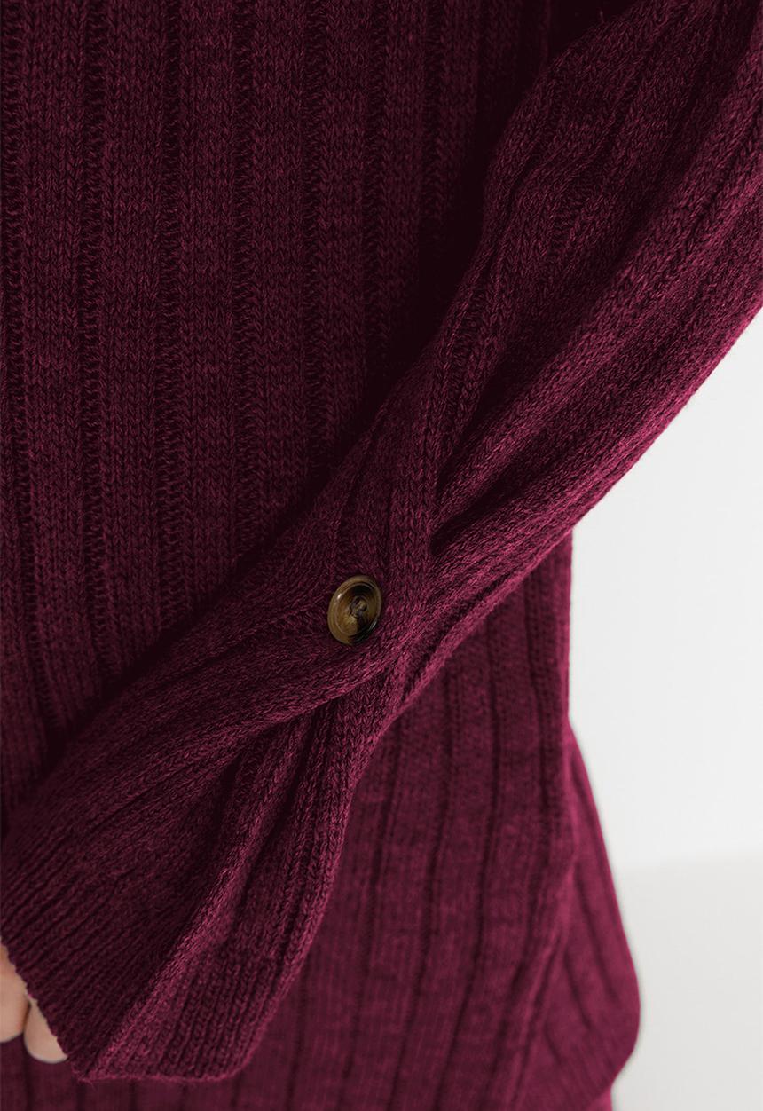 Trendyol - Corded Wide Fit Knitwear Bottom-Top Set - Bordeaux