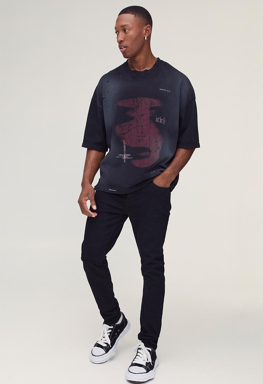 boohooMAN - Skinny Stretch Jean - True Black
