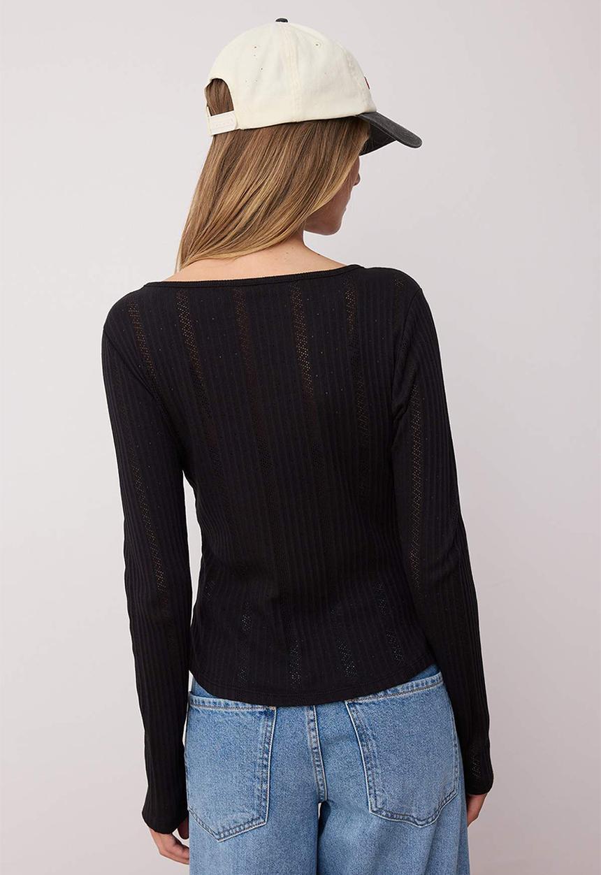 Trendyol - Slim Fit Pointel V Neck Bodycon Stretchy Knitted Blouse - Black