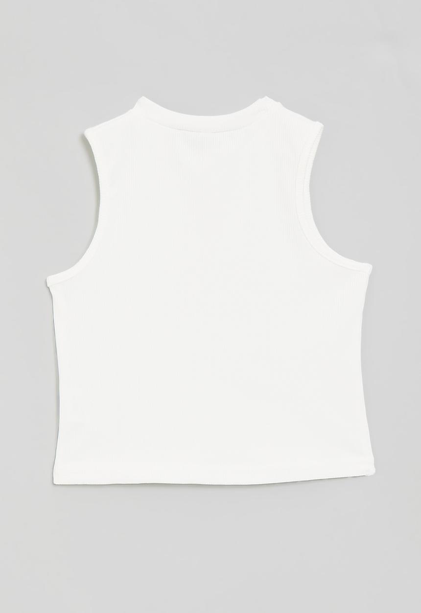 Pop Candy - Scooped armhole sleeveless tee - white