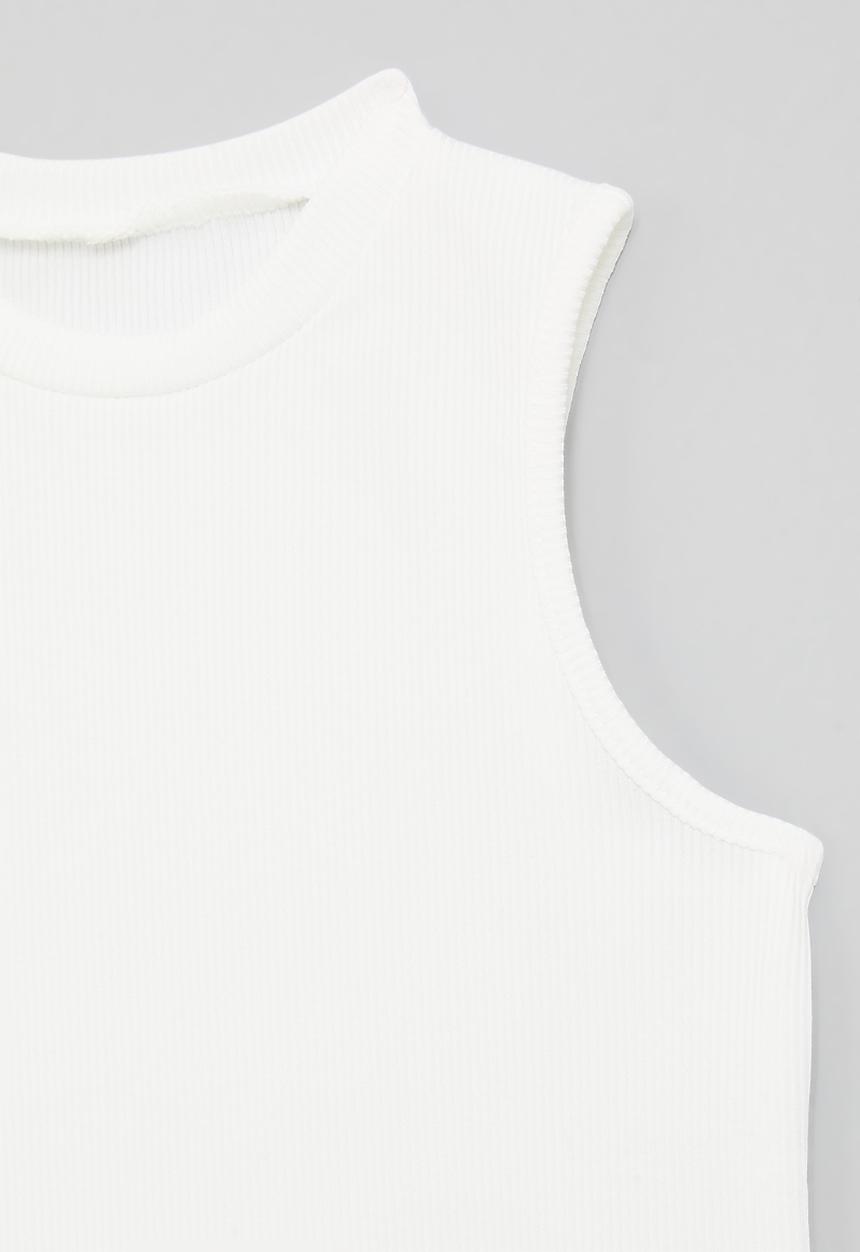 Pop Candy - Scooped armhole sleeveless tee - white