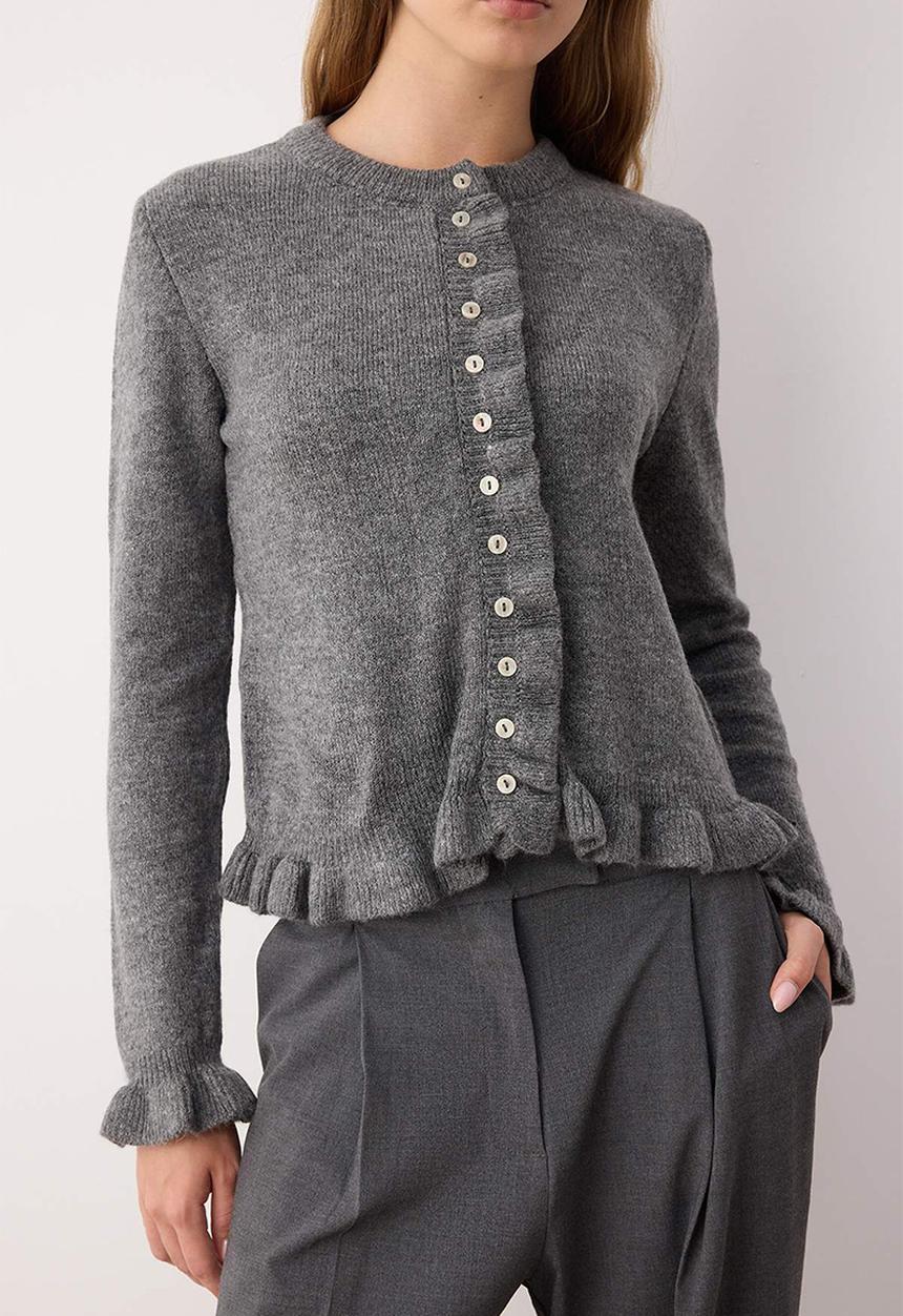 Trendyol - Button Detailed Soft Textured Knitwear Cardigan - Grey
