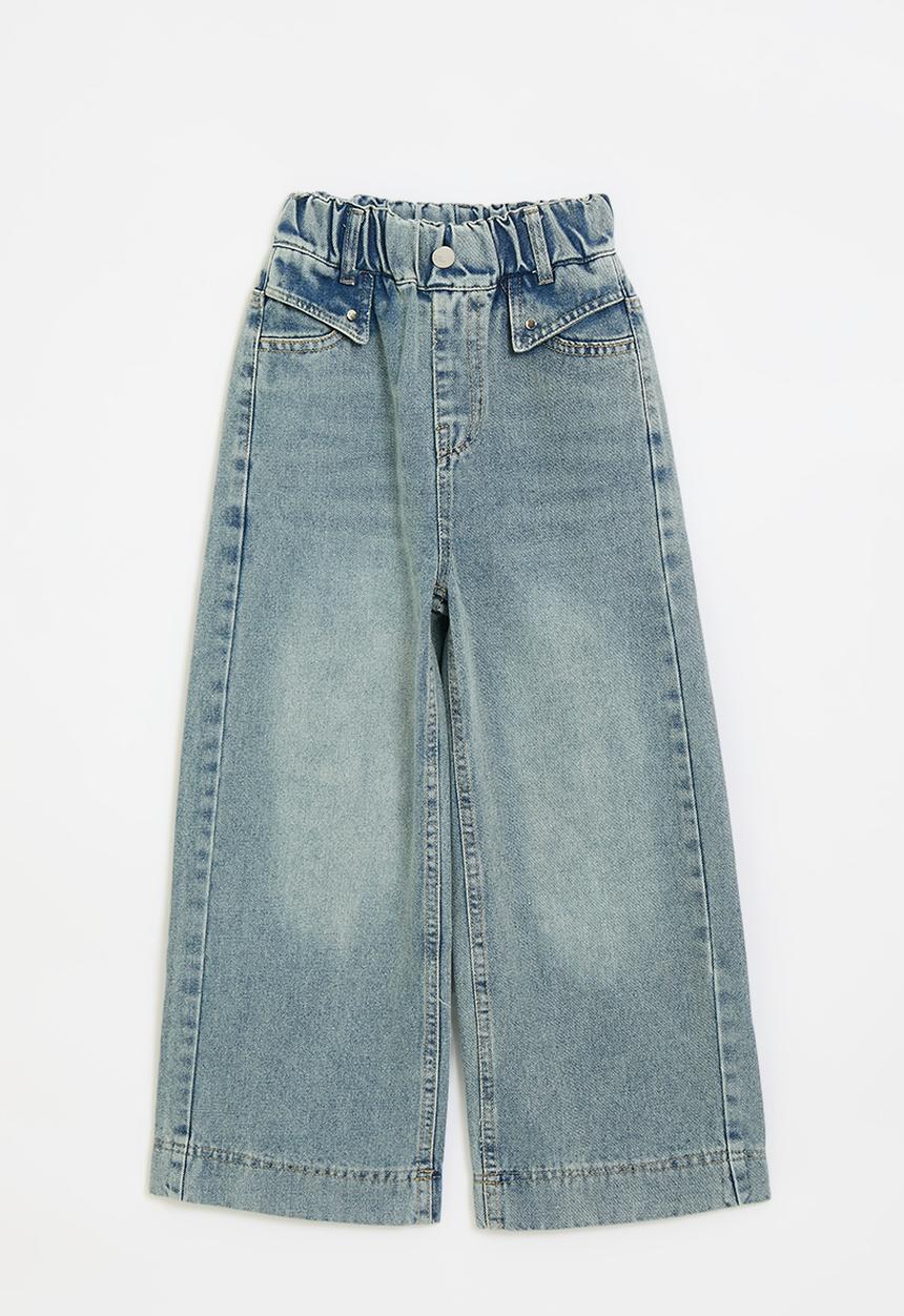 Pop Candy - Vintage wash wide leg jeans - blue