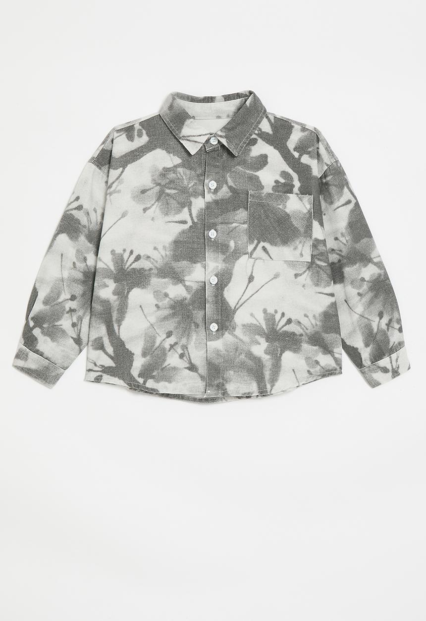Pop Candy - Watercolour floral shirt - grey