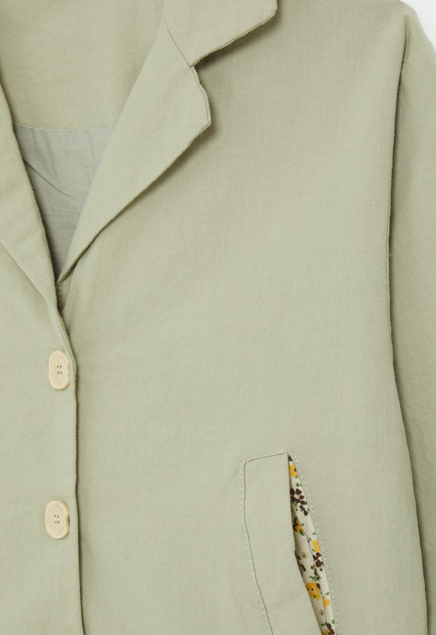 Pop Candy - V-neck blazer with welt pockets - calm green