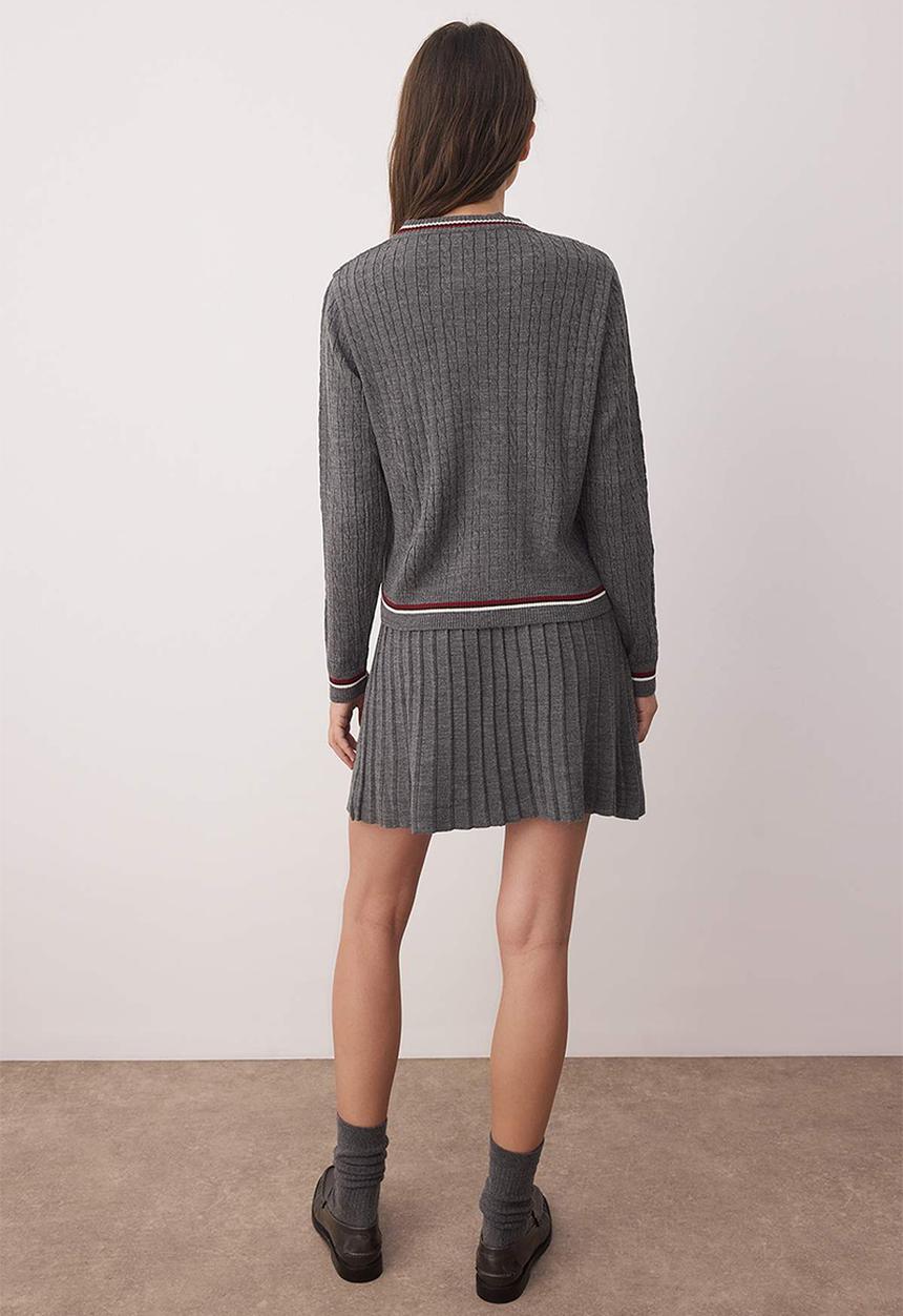 Trendyol - Special Yarn Cardigan-Blouse-Skirt Knitwear Suit Set - Anthracite