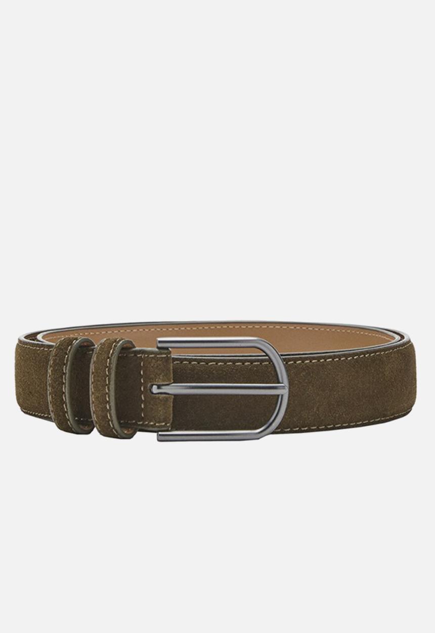 MANGO - Cinturon Suede Buckle Belt - Khaki