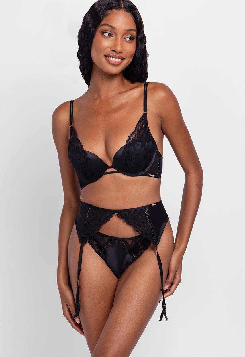 DORINA - Lyra-satin suspender belt - black