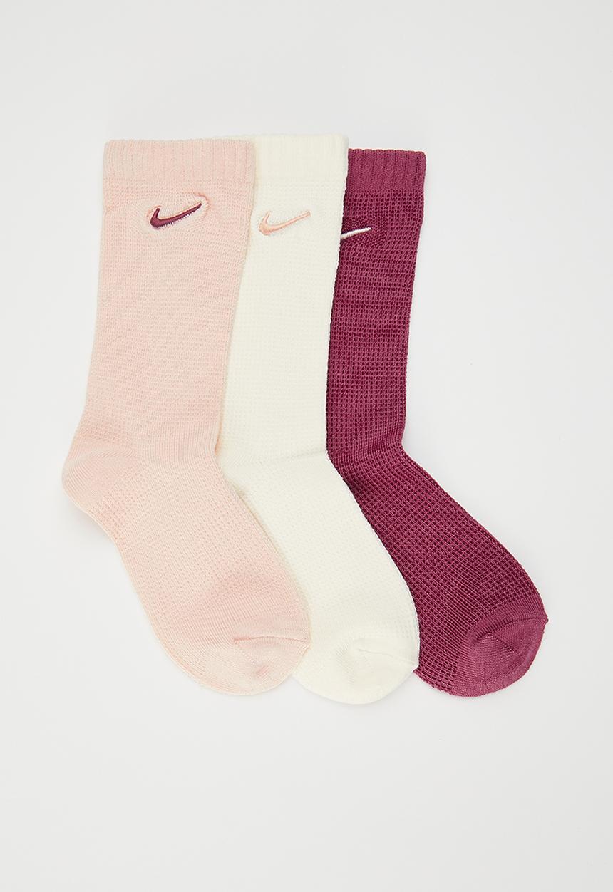 Nike - Nike soft&cozy waffle socks 3-pack - sweet beet