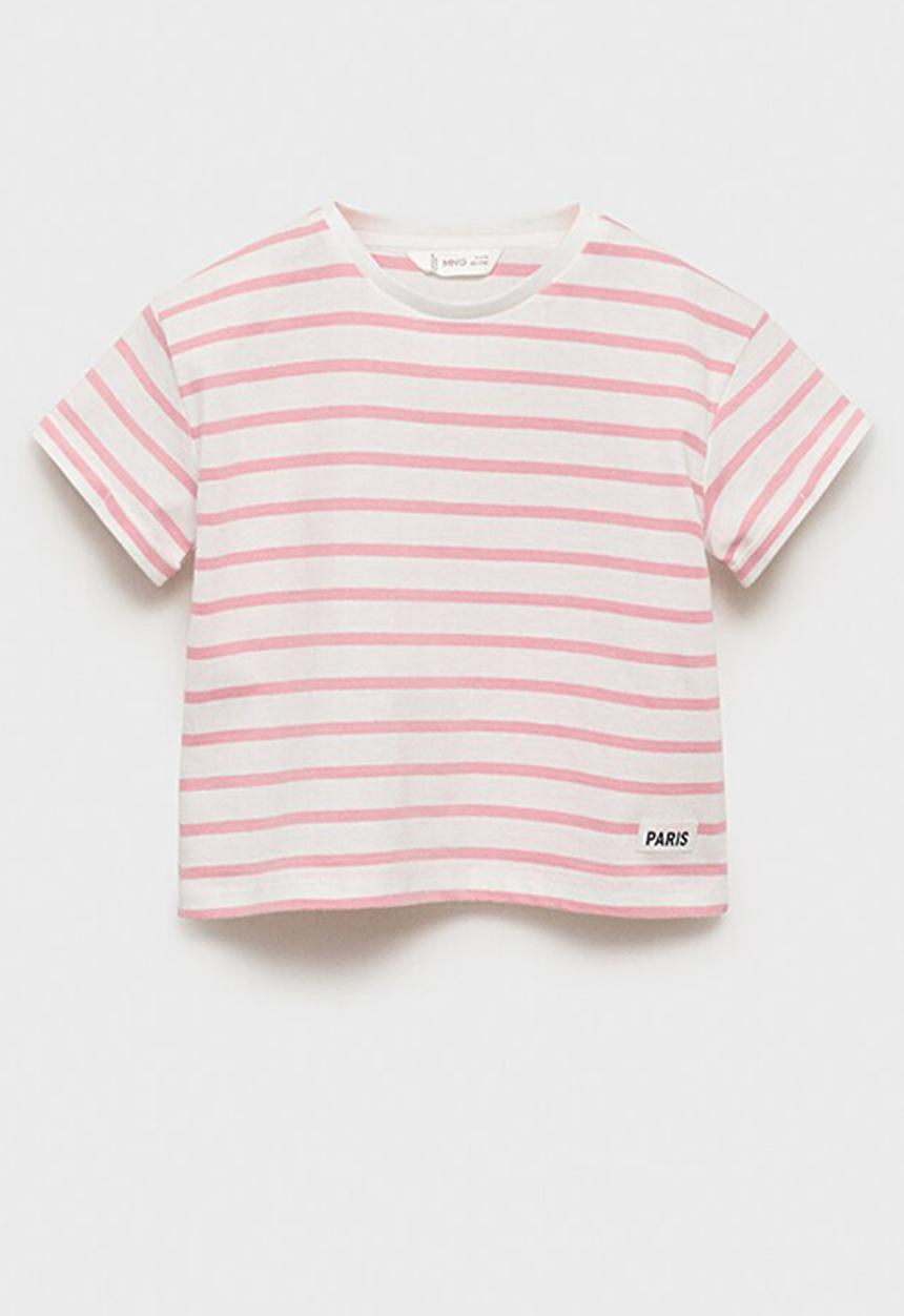 MANGO - T-shirt ritab - pink