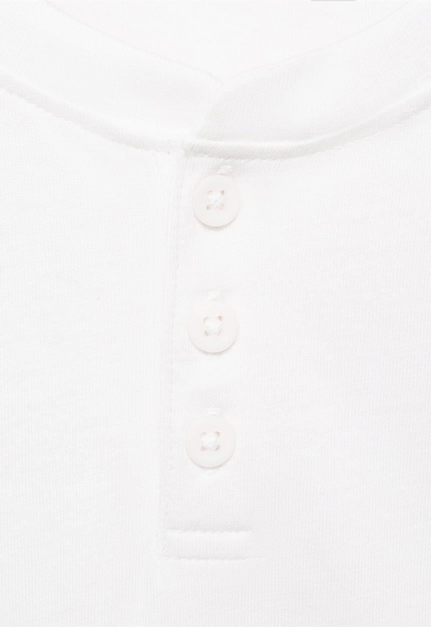 MANGO - T-shirt henleyb - natural