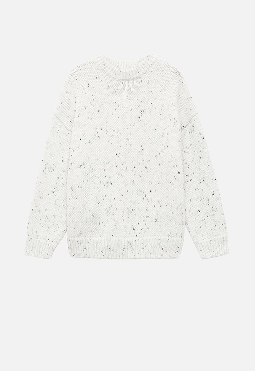 MANGO - Flecked wool sweater - white