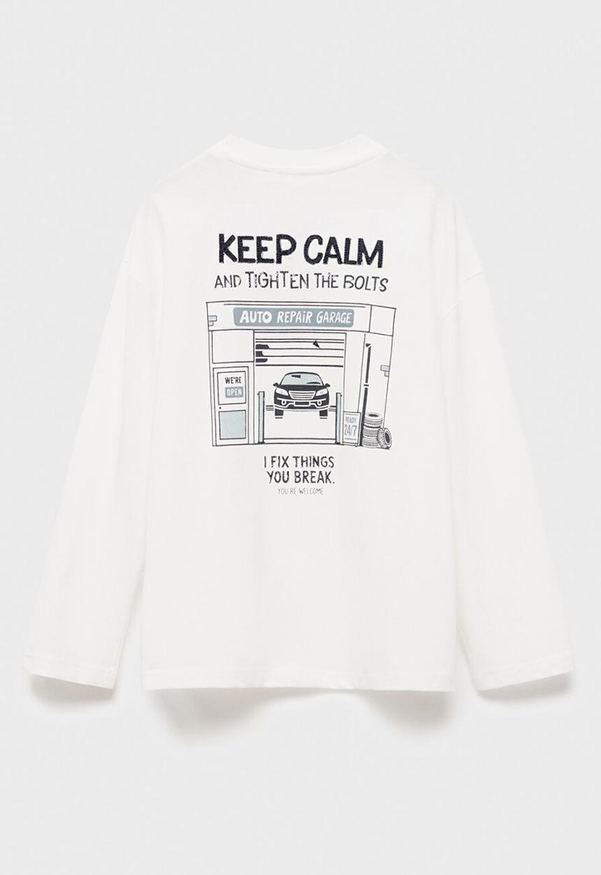 MANGO - T-shirt keepcalm - natural
