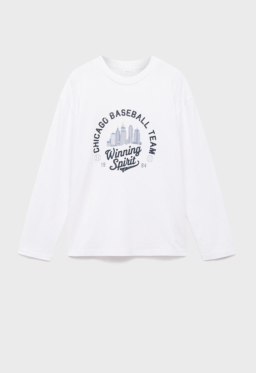 MANGO - Printed long sleeve t-shirt-white