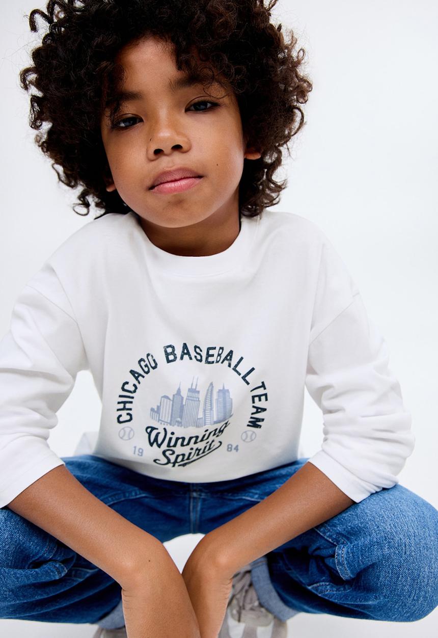 MANGO - Printed long sleeve t-shirt-white