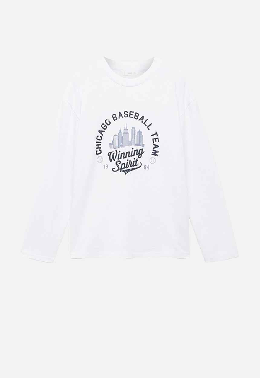 MANGO - Printed long sleeve t-shirt-white