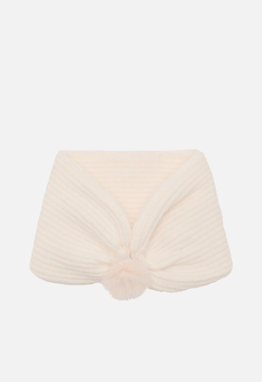MANGO - Pompom knit scarf - sand