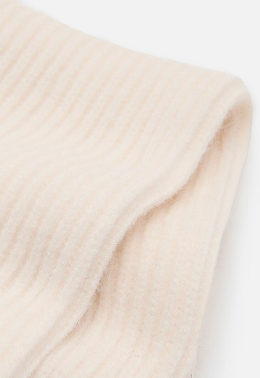 MANGO - Pompom knit scarf - sand
