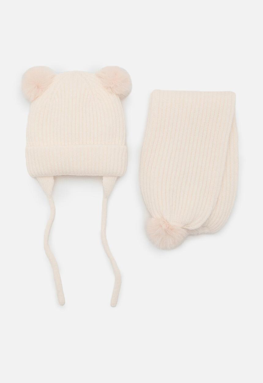 MANGO - Pompom knit scarf - sand
