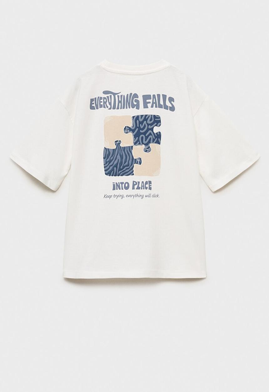 MANGO - T-shirt puzzle - natural