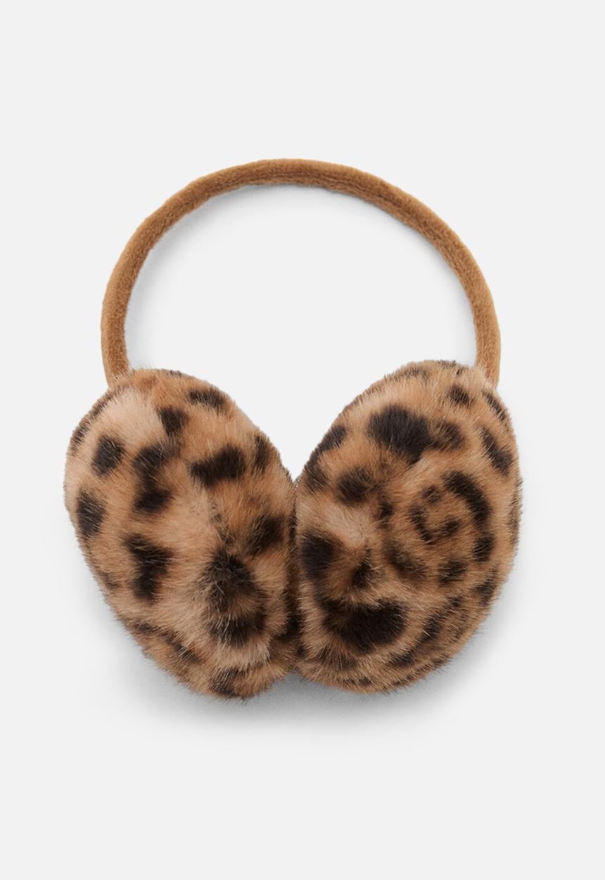 MANGO - Leopard print earmuffs - brown