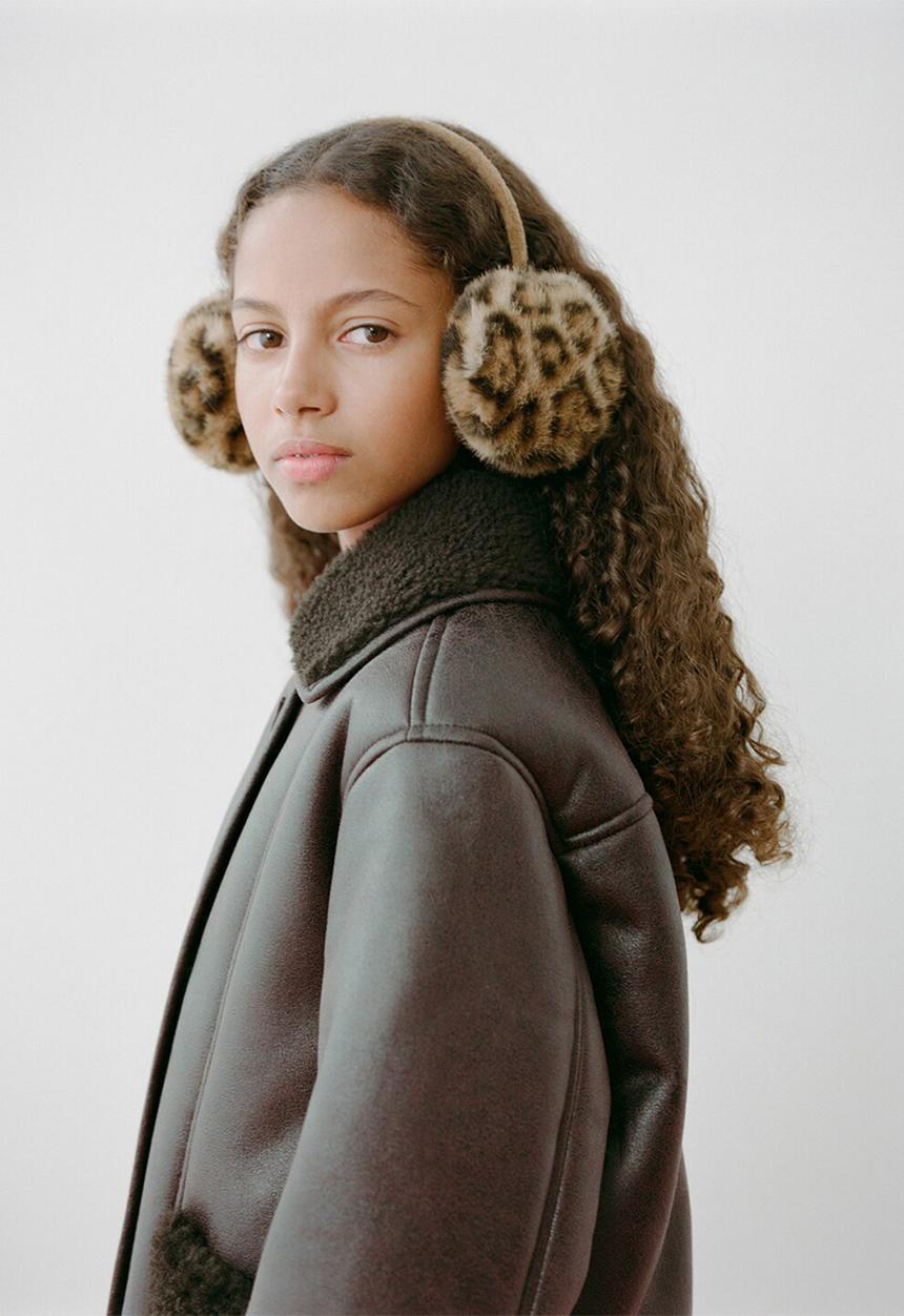 MANGO - Leopard print earmuffs - brown