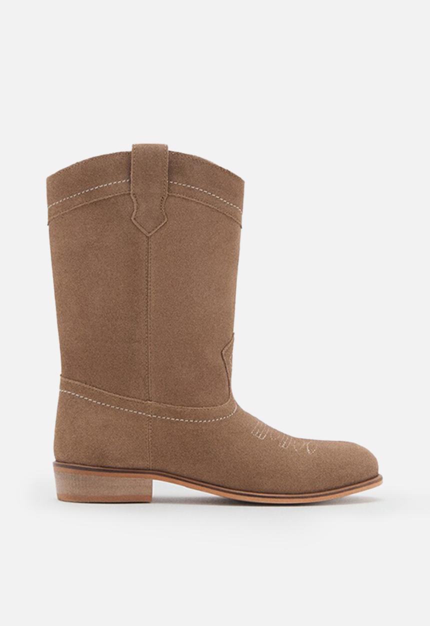 MANGO - Suede leather boots - brown