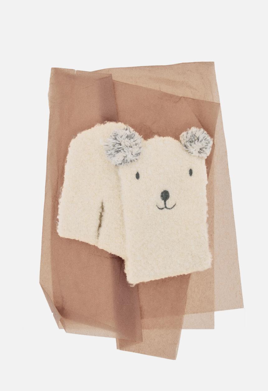 MANGO - Bear knitted scarf - ecru