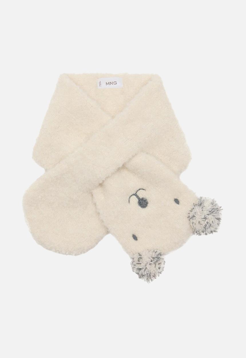 MANGO - Bear knitted scarf - ecru