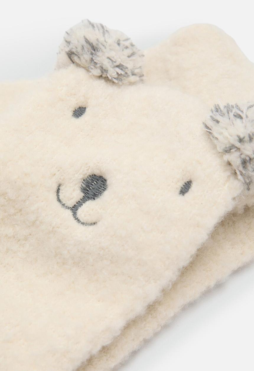 MANGO - Bear knitted scarf - ecru