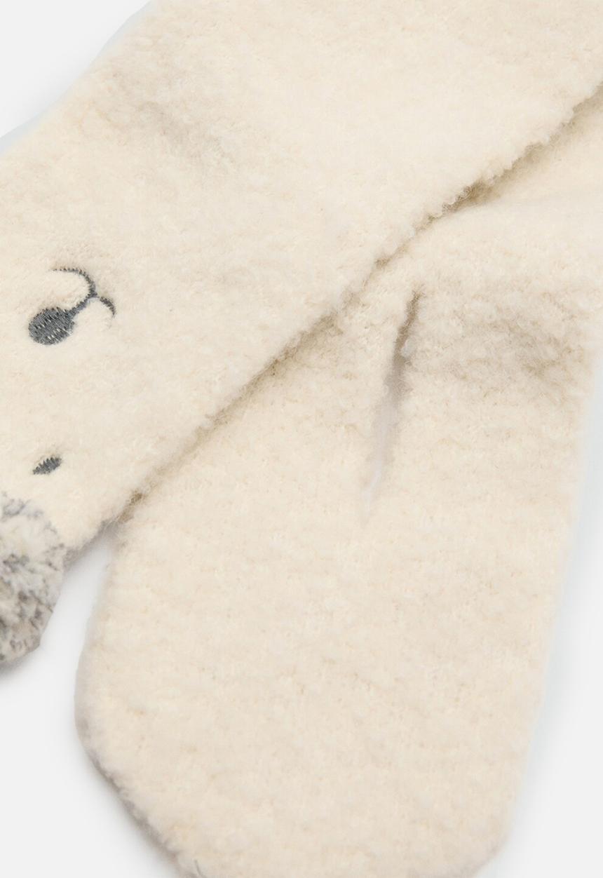 MANGO - Bear knitted scarf - ecru