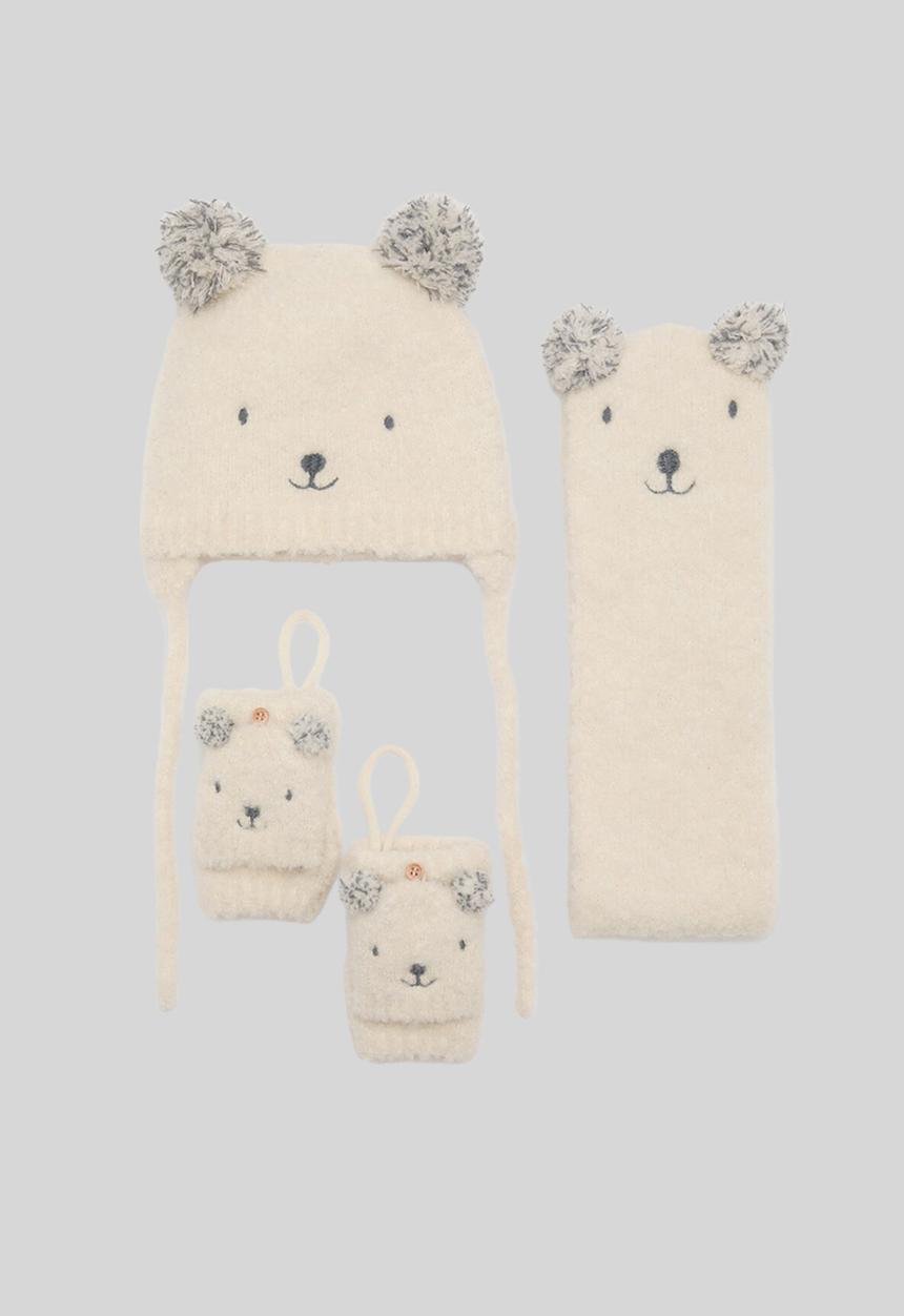 MANGO - Bear knitted scarf - ecru