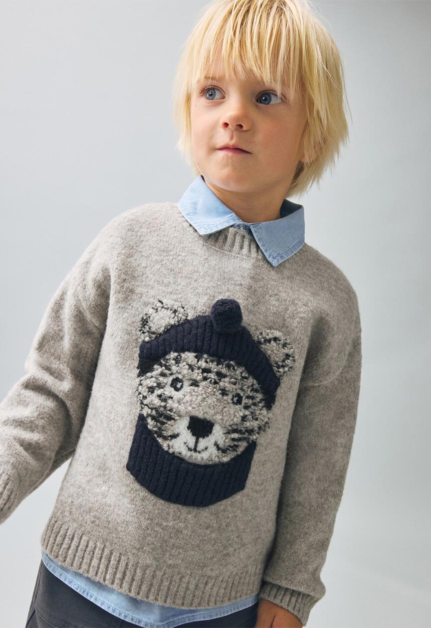 MANGO - Sweater ROAR - Light Pastel Gray