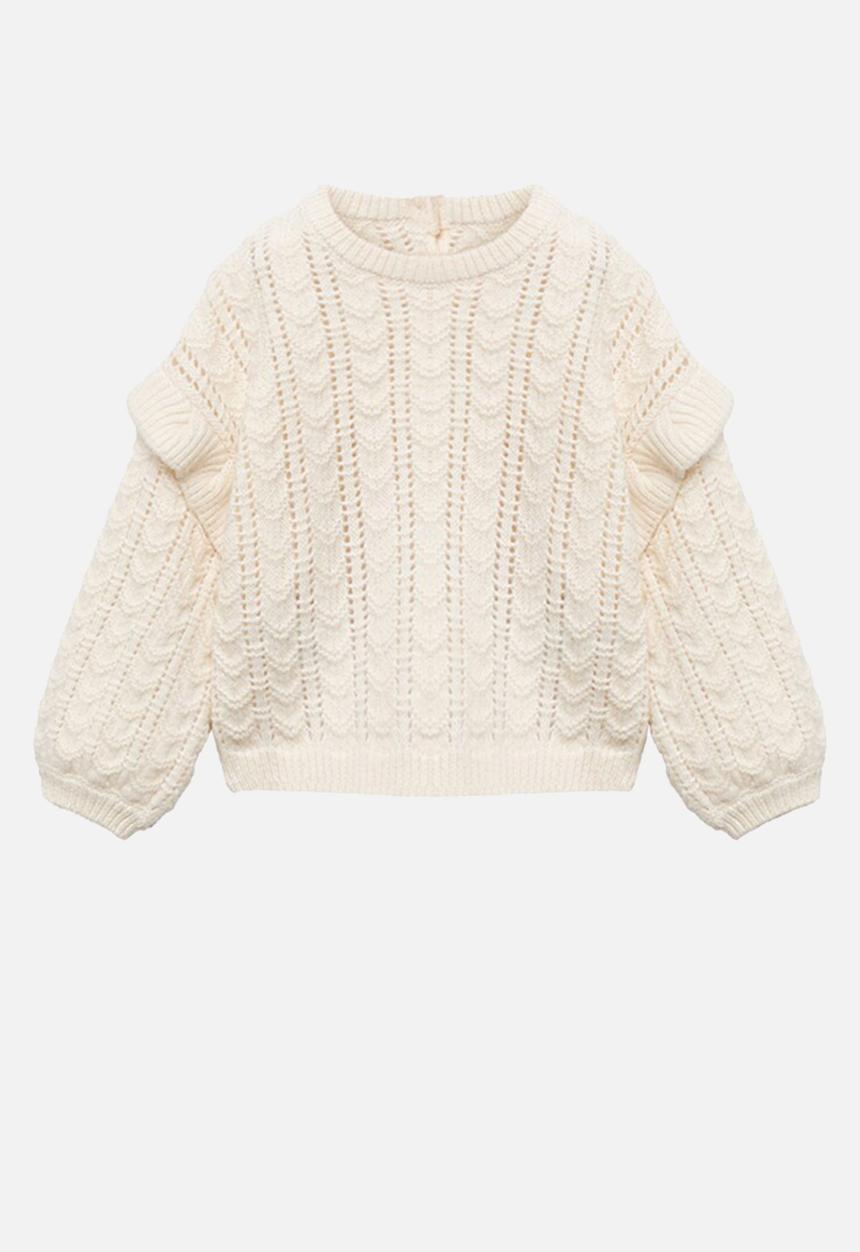 MANGO - Ruffle knitted sweater - off white
