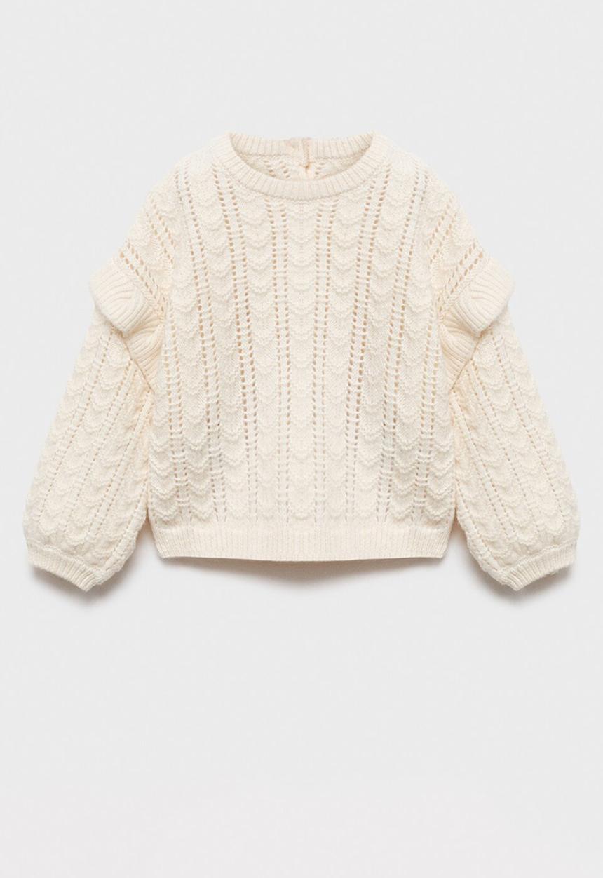 MANGO - Ruffle knitted sweater - off white
