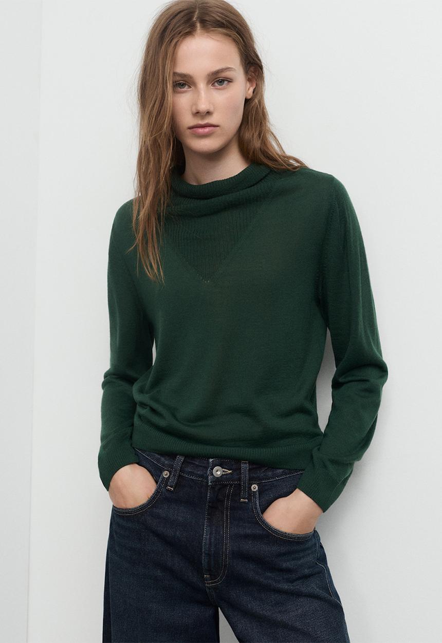 MANGO - Sweater triangle - dark green