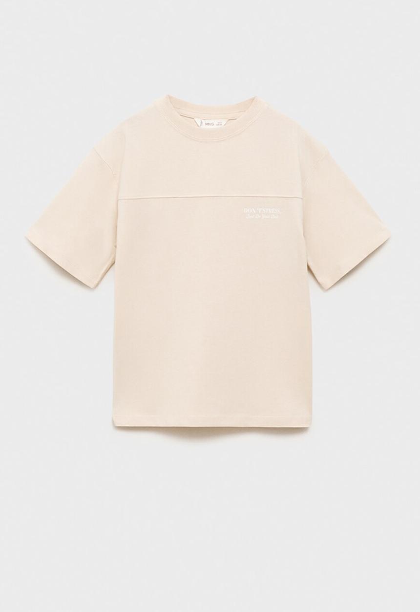 MANGO - T-shirt groove - light pastel brown