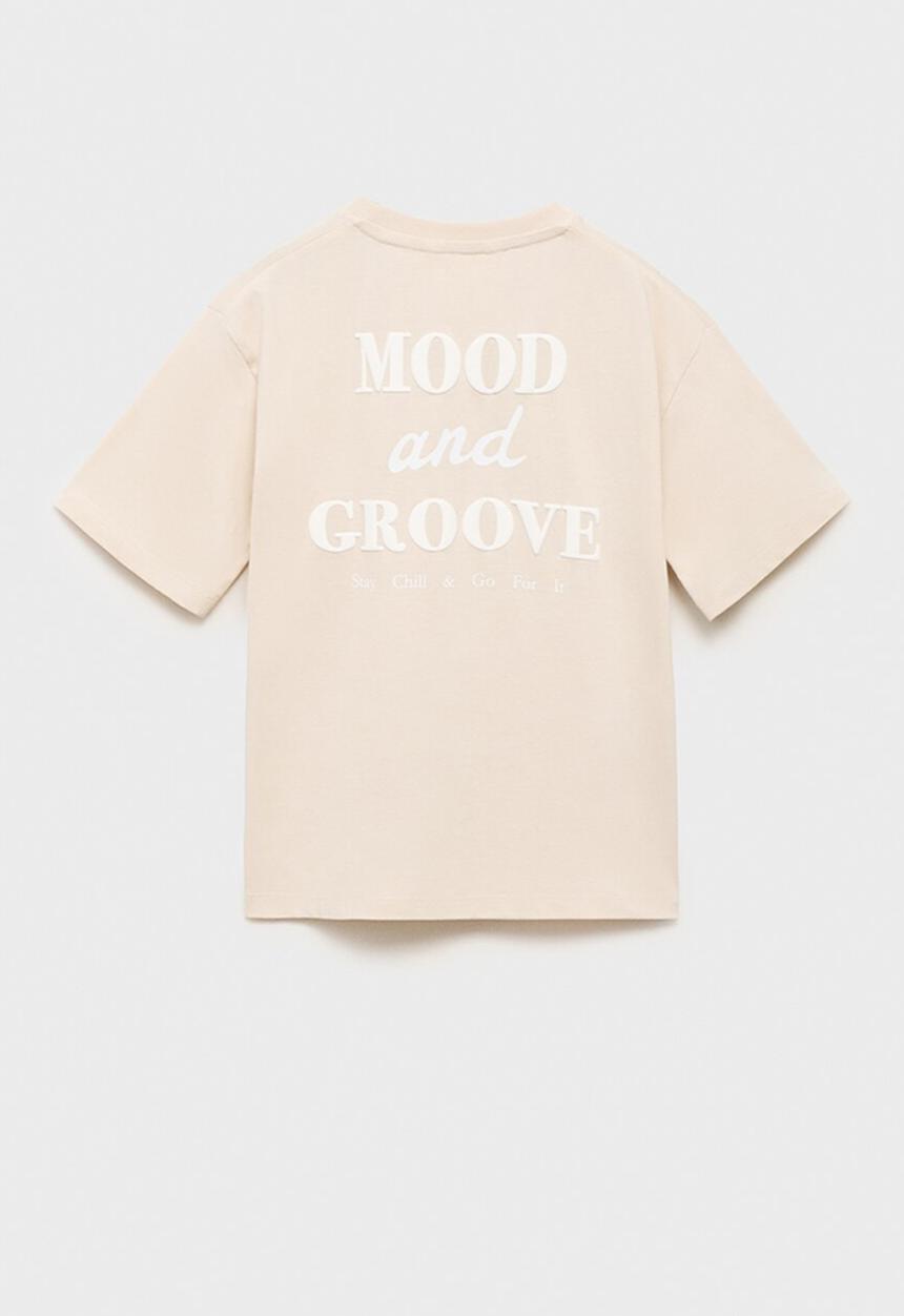 MANGO - T-shirt groove - light pastel brown