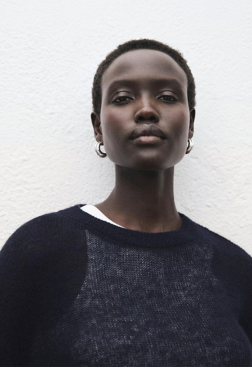 MANGO - Sweater pili - navy