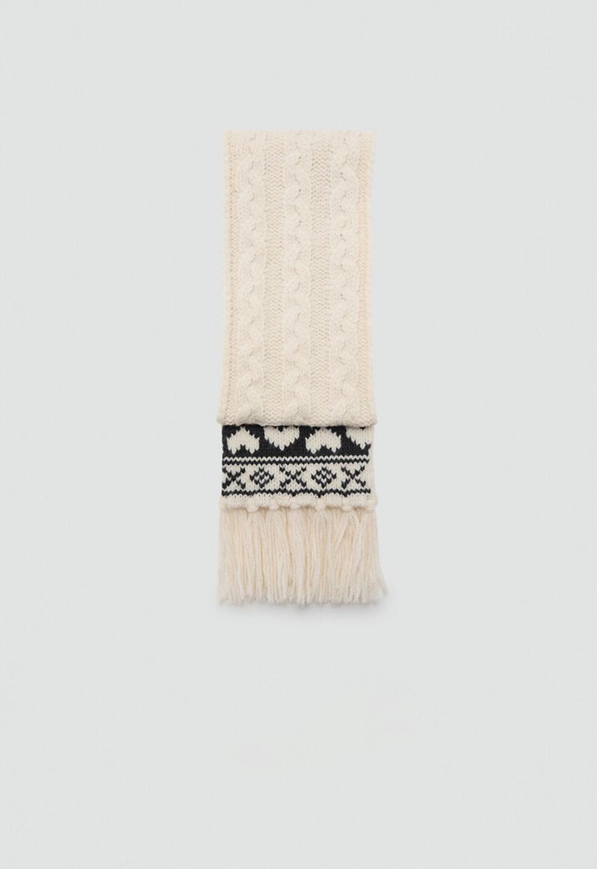 MANGO - Knitted scarf - ecru