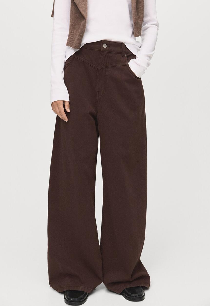 MANGO - Jeans blair - dark brown
