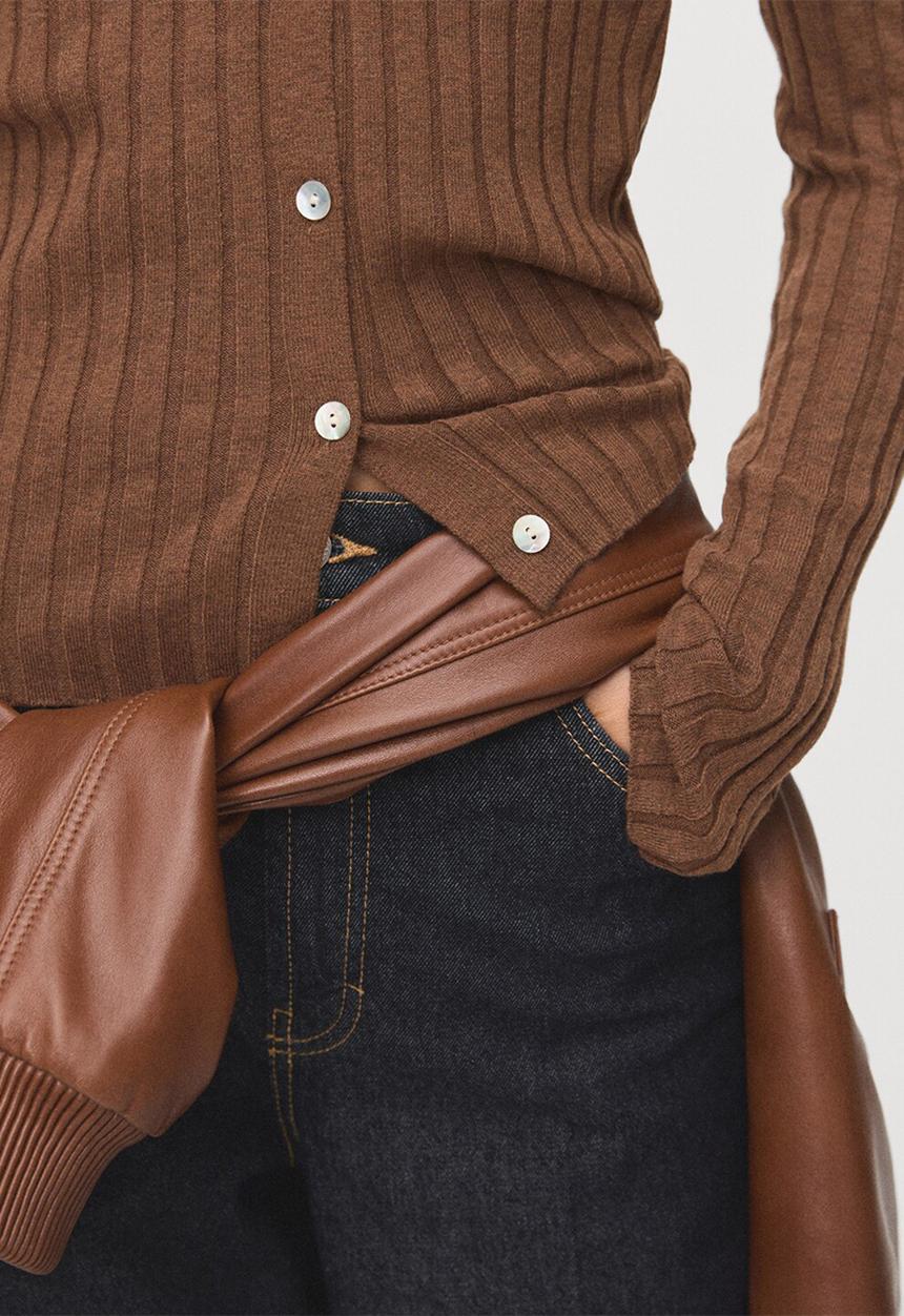 MANGO - Cardigan flurry - dark brown