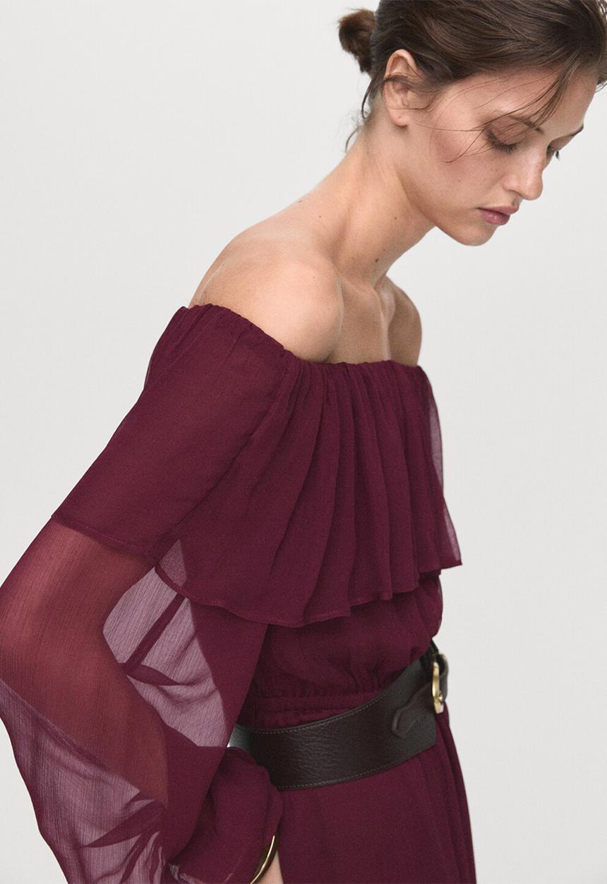 MANGO - Dress saba - dark red