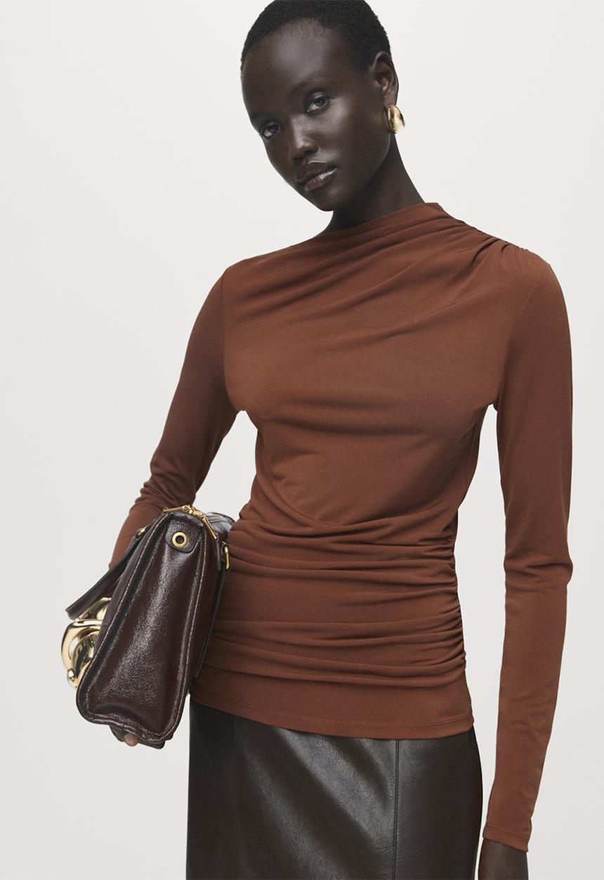 MANGO - T-shirt chasi - brown
