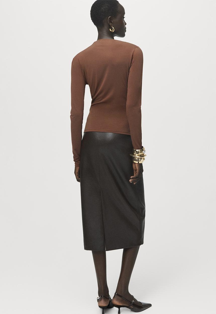 MANGO - T-shirt chasi - brown