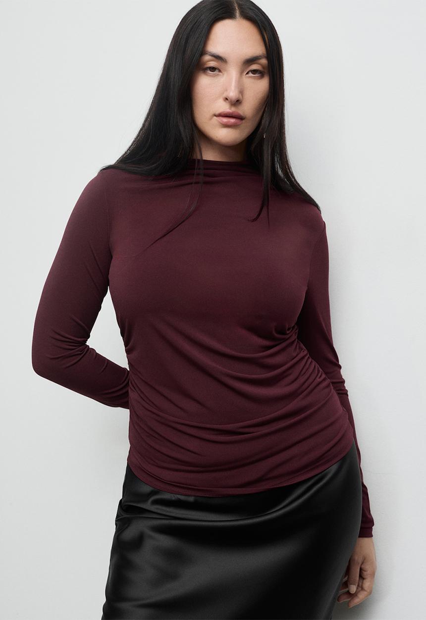 MANGO - T-shirt chasi - dark red