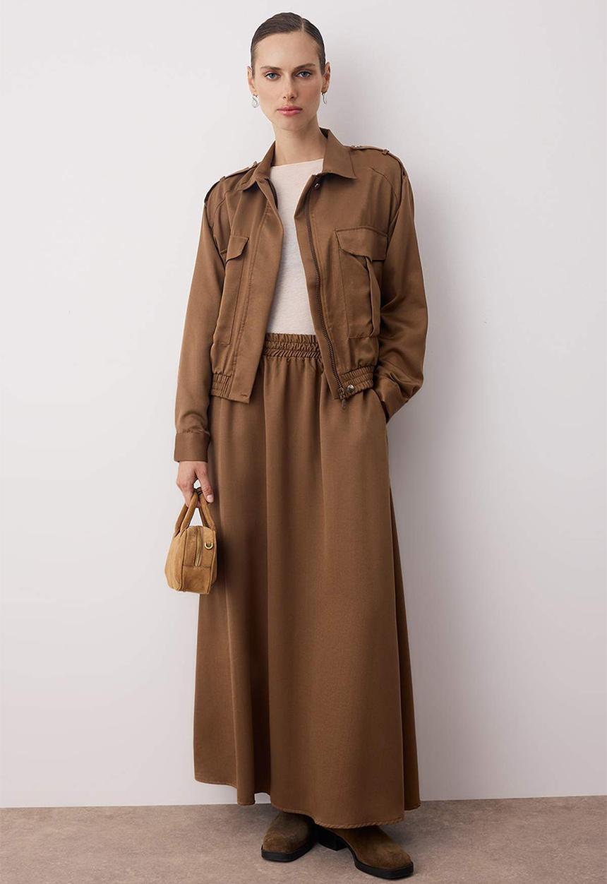 Trendyol - Oversize Pocket Detailed Woven Bottom - Top Set - Haki