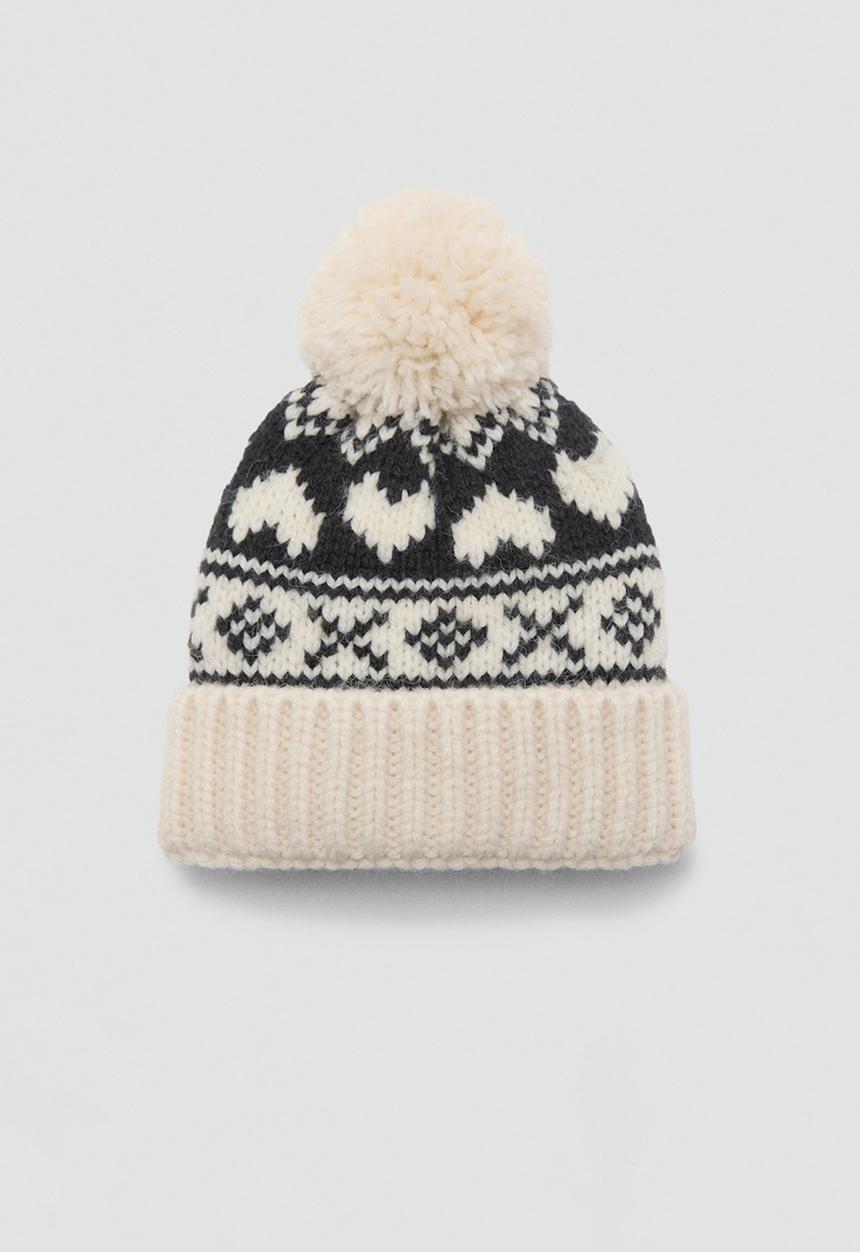 MANGO - Beanie heart - Light Beige