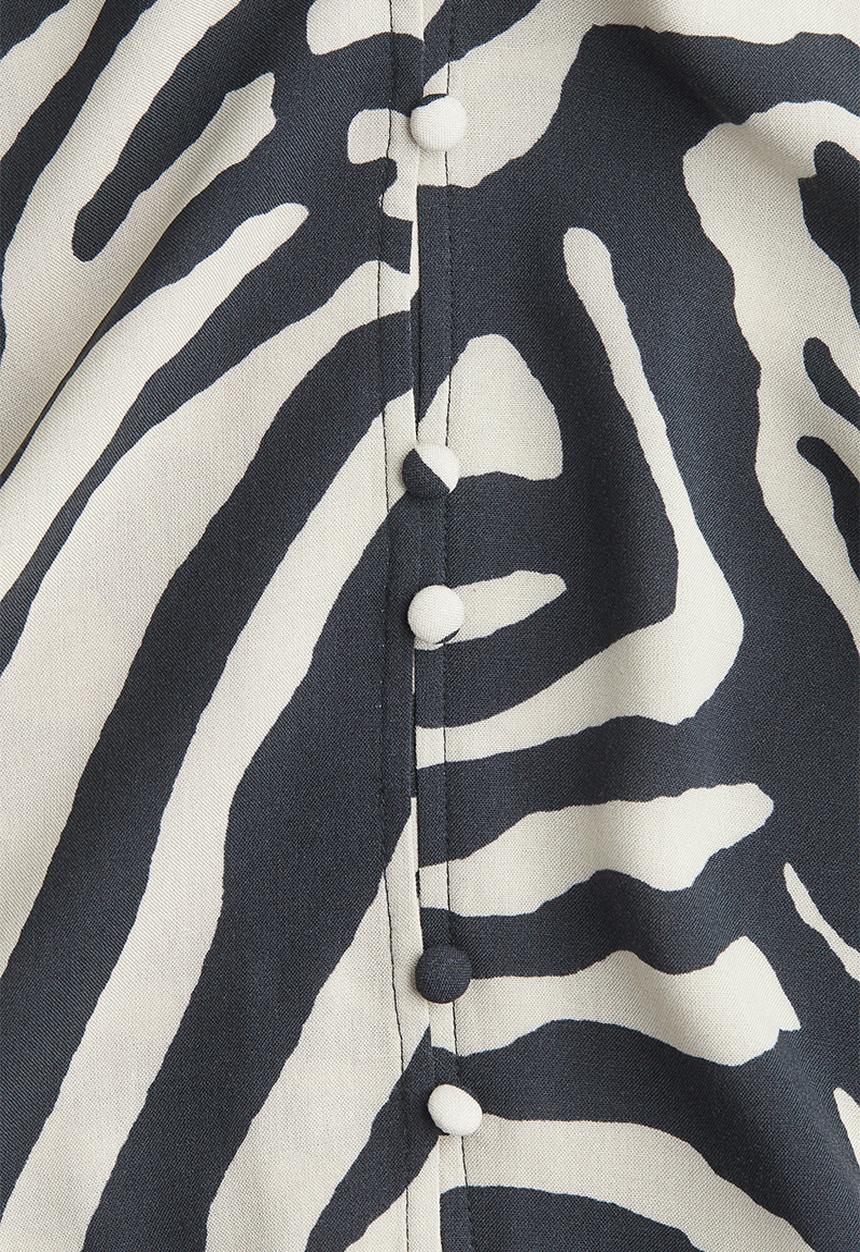 H&M - Crinkled tunic dress - cream/zebra print
