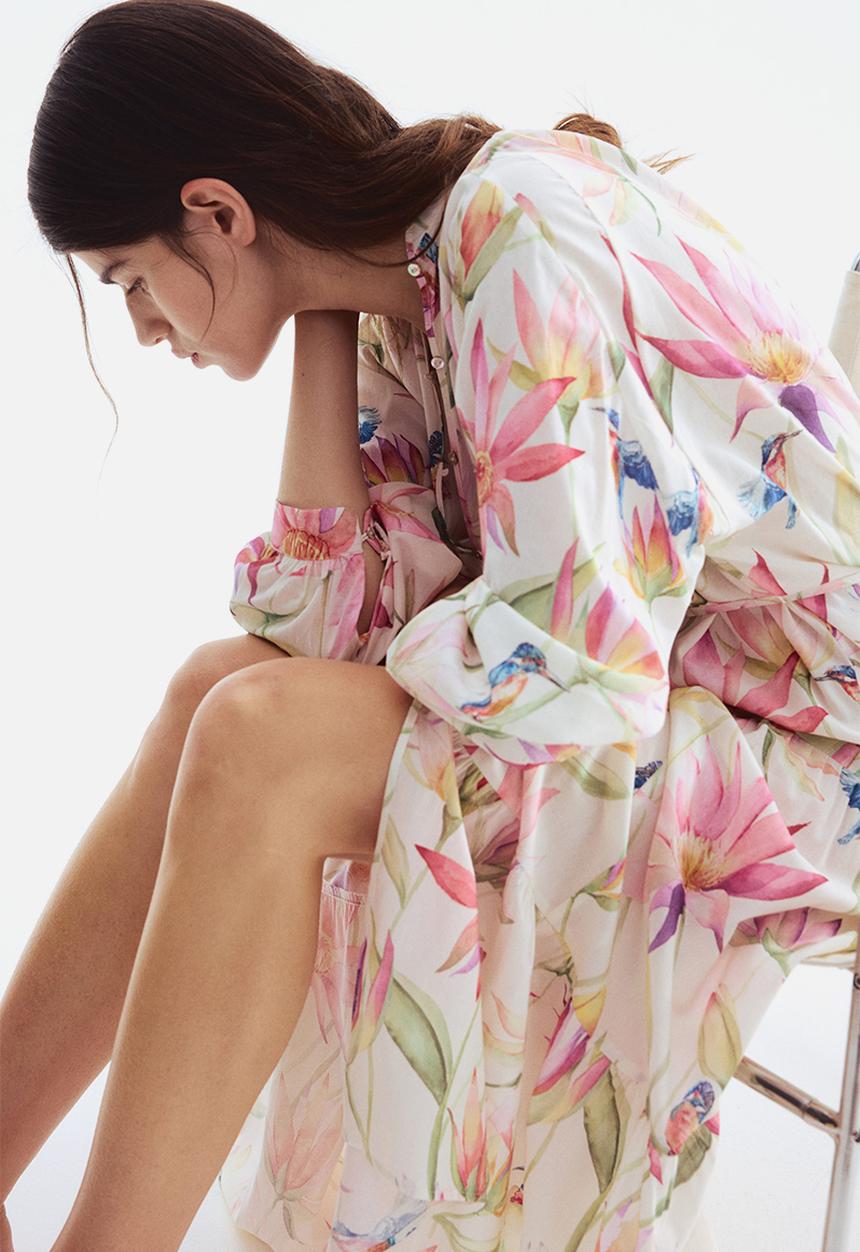 H&M - Tiered maxi dress - white patterned